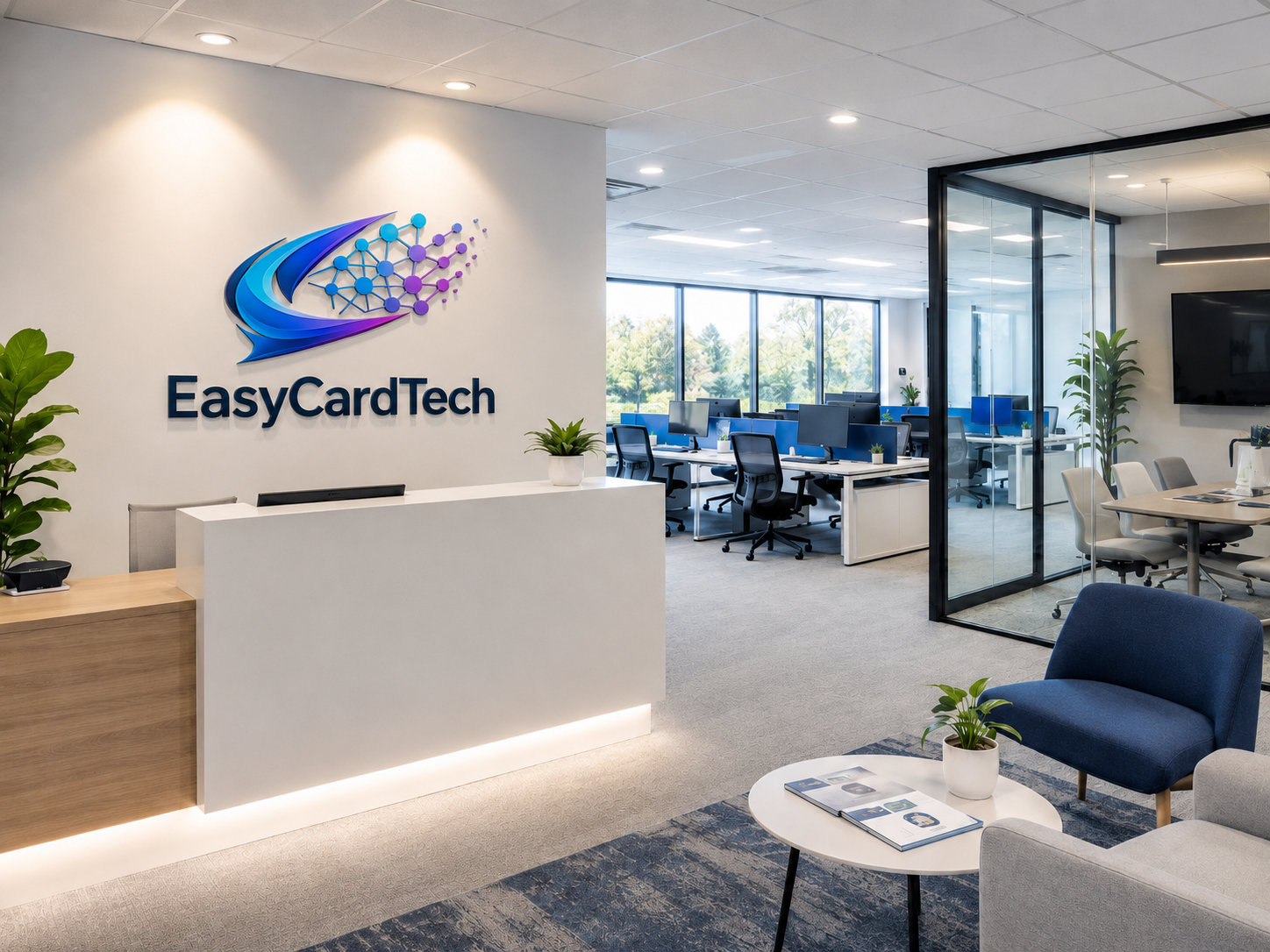 Easy Card Tech office reception and workspace